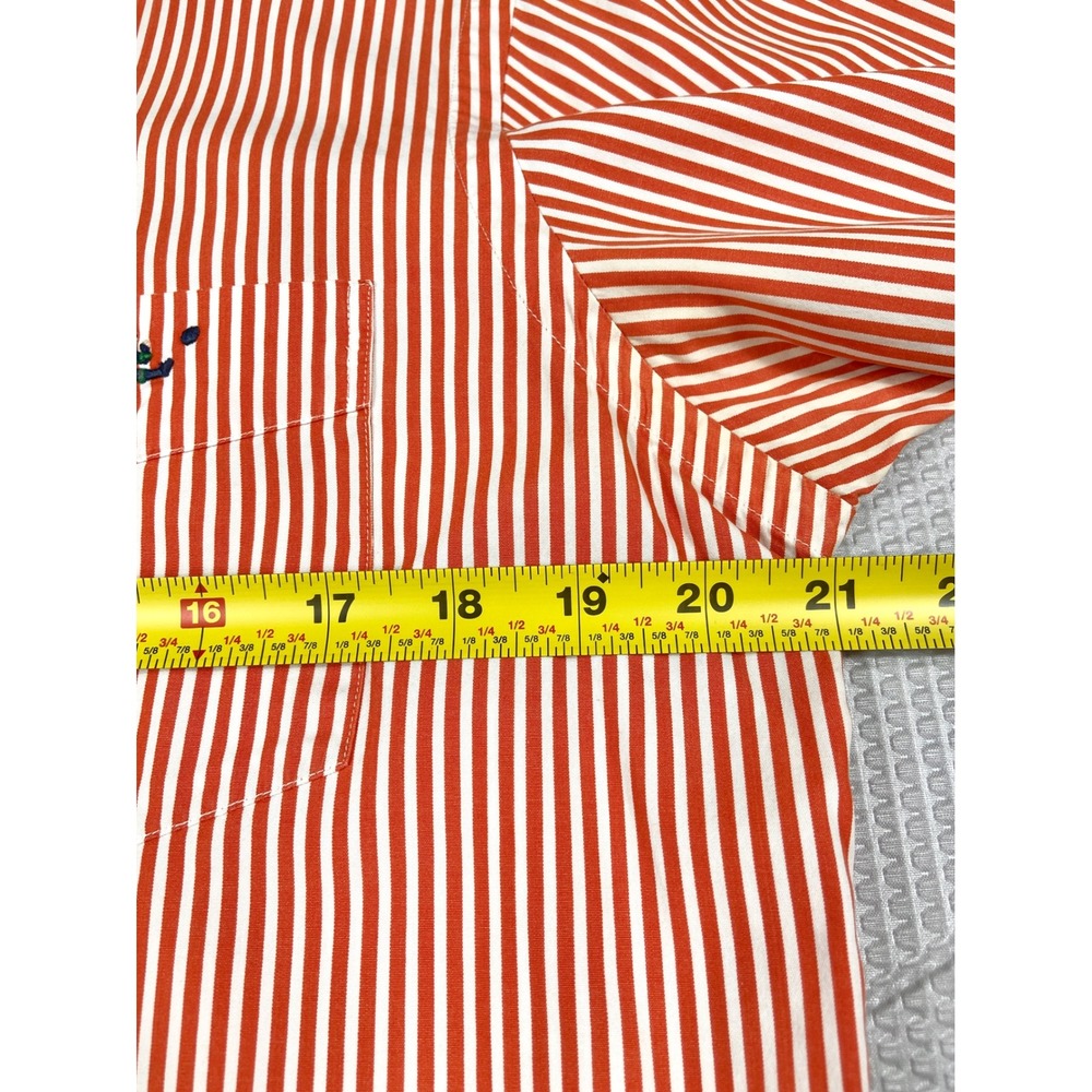 Ralph Lauren Rugby Shirt‎ Mens Medium Orange White Striped Long Sleeve Button Up - Picture 13 of 14